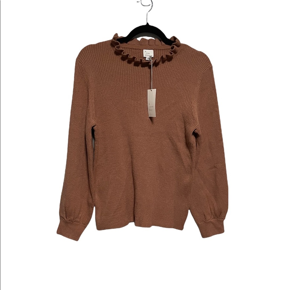 Ribbed Sweater with Ruffle Detail